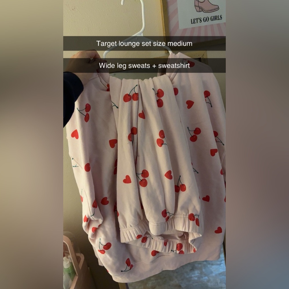 Cherry Print Sweatshirt and Sweatpants Set